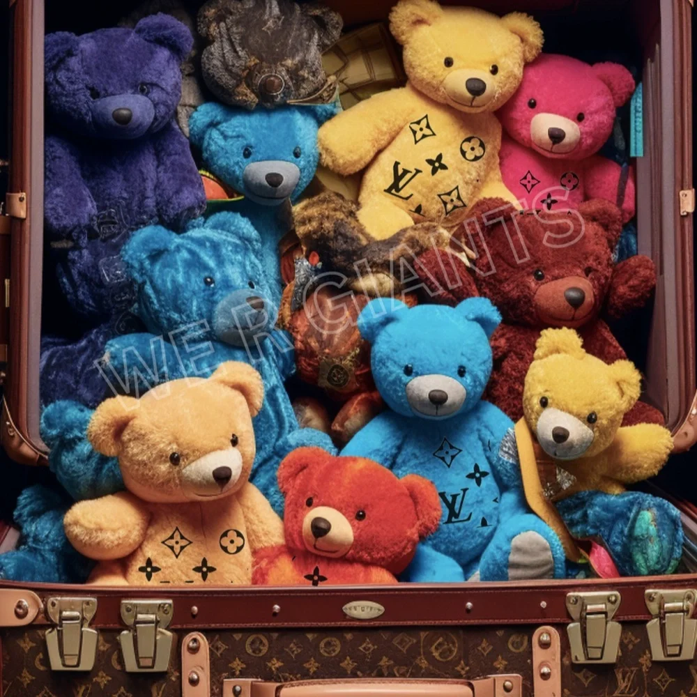 LOUIS VUITTON TRUNK ART TEDDY BEARS PRINT 11X17 BY THE ARTIST DENARDAI